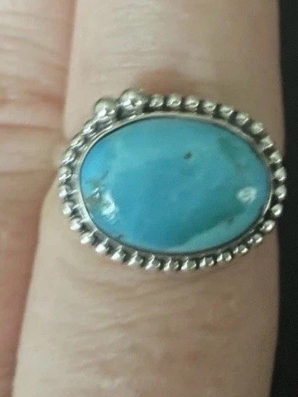 Turquoise Oval Sterling Silver Ring size 8